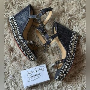 Louboutin pyraclou blue denim